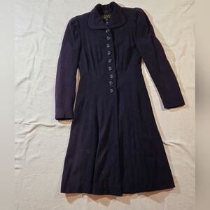 1940s Vintage Navy Blue Coat Dress